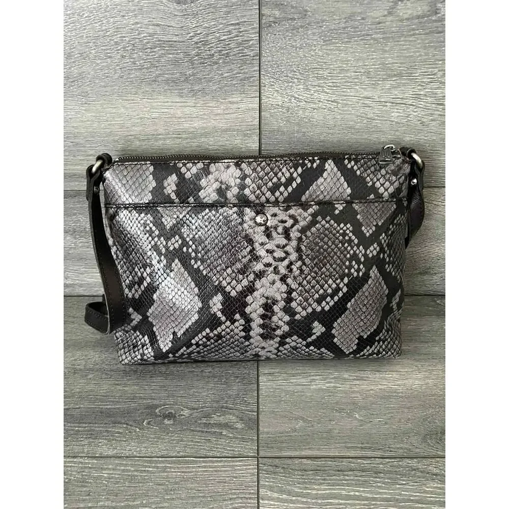Patricia Nash Leather Kenilworth Crossbody Smoke Python Bag A551744